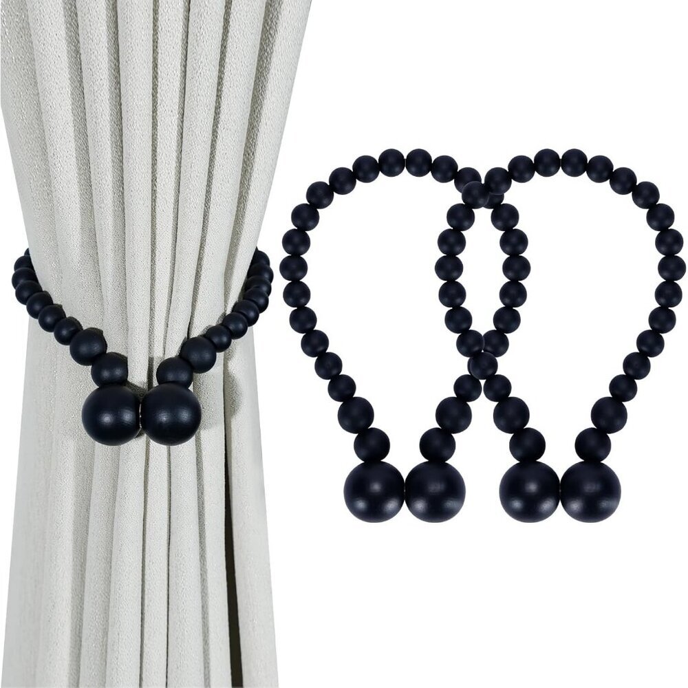 Magnetic Curtain Tiebacks Black Curtain Holdbacks Curtains 2 Pack Nursery Decor